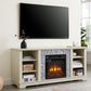 Mantel Electric Fireplace Stone TV Media Stand with Open Storage Console and 18-Inch Fireplace Insert, White