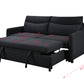 3-in-1 Convertible Sleeper Sofa Bed, Modern Fabric Loveseat with Pullout Bed, Perfect for Small Spaces, Black