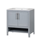 Bathroom Vanity with Sink, Multi-functional Bathroom Cabinet with Doors and Drawers, Solid Frame and MDF Board, Grey