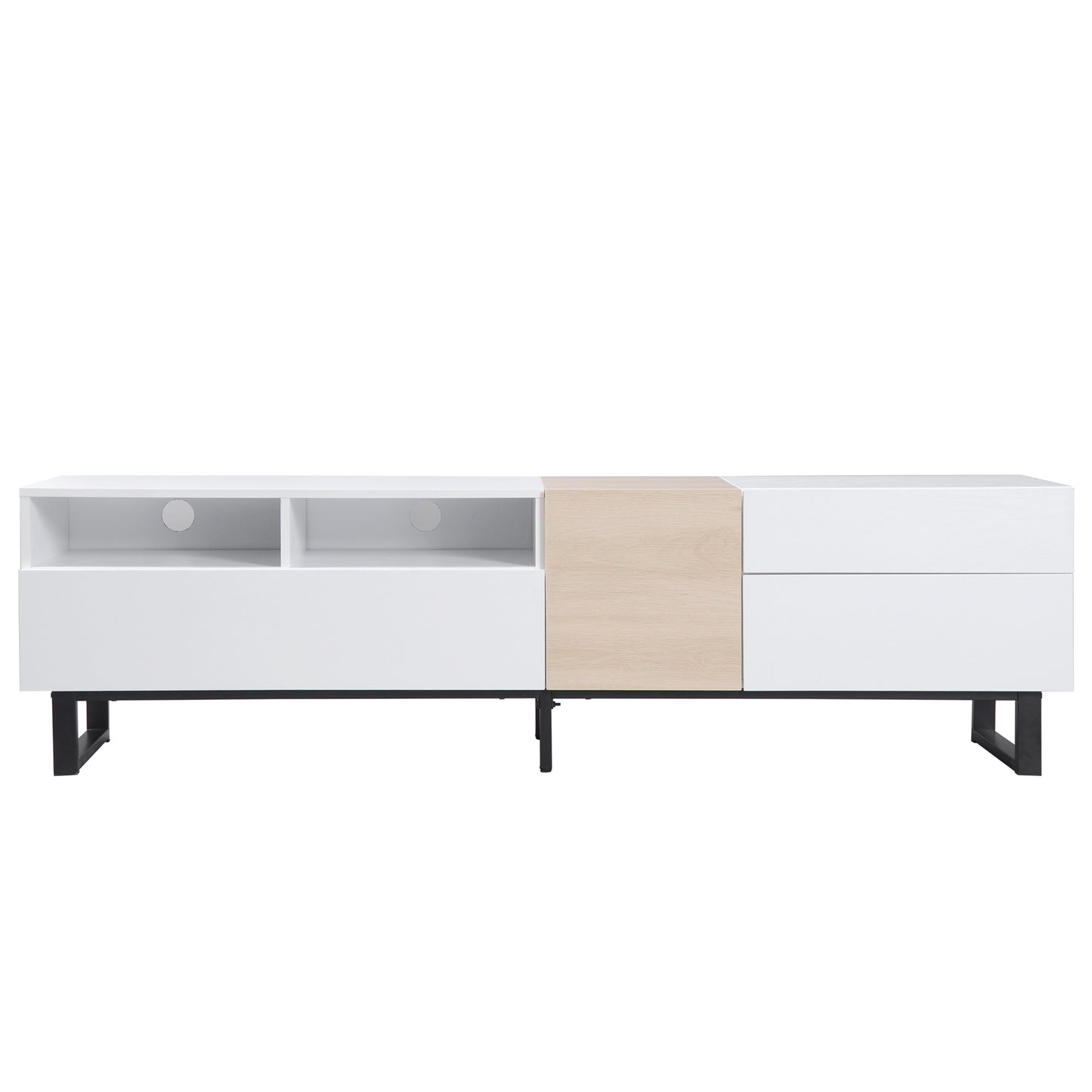 Modern TV Stand for 80-Inch TVs, Double Storage Space Media Console with Drop-Down Door, Entertainment Center