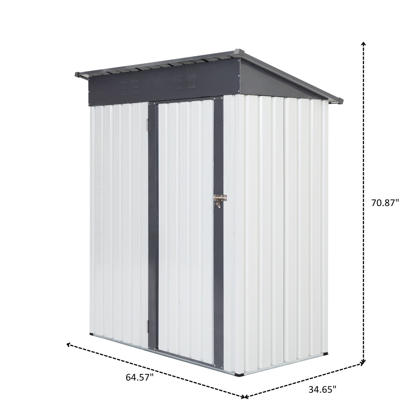 XWT016 Garden Metal Storage Lifter Shed Gray White 5x3x6ft outdoor storing tools Rainproof Hinge door version