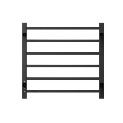 Towel Warmer 6 Bar Electric Heated Towel Rack Wall Mount Plug-in/Bath Towel Heater Matt-Black - Timer