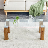 Glass-Top Coffee Table tea table with MDF Legs - Stylish Blend of Elegance and Durability