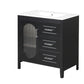 Bathroom Vanity with Sink, Bathroom Vanity Cabinet with Two Drawers and Door, Adjustable Shelf, Solid Wood and MDF, Black