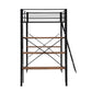 Twin Size Metal Loft Bed with Shelves and Desk, Black