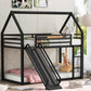 Twin over Twin House Bunk Bed with Ladder and Slide,Black