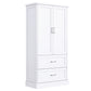 Tall Bathroom Storage Cabinet with Two Doors and Drawers, Adjustable Shelf, MDF Board, White Finish