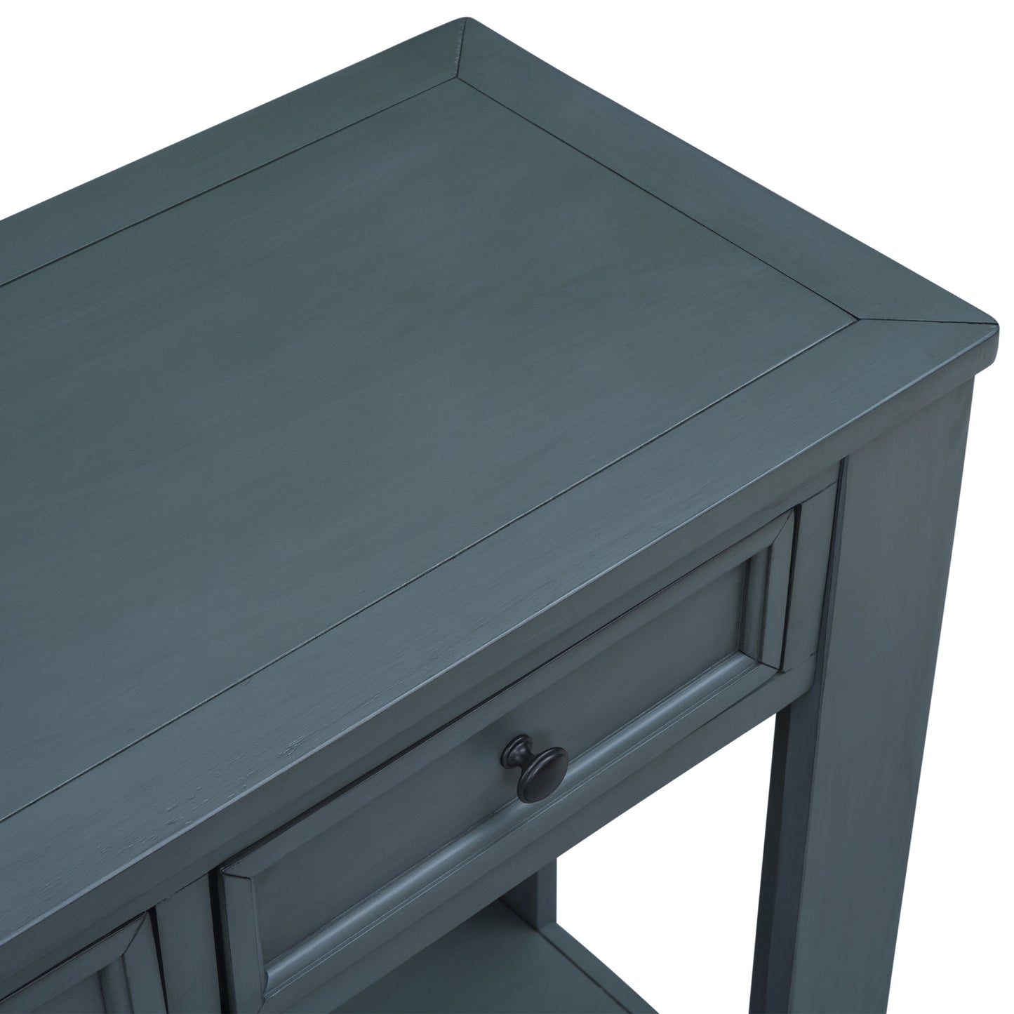 TREXM Console Table with Storage Drawers and Bottom Shelf, Navy Finish for Entryways and Hallways