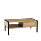 40.16" Rattan Coffee Table with Sliding Door Storage and Metal Legs, Modern Design for Living Rooms