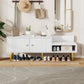 Modern Shoe Storage Bench with Hidden Storage and Upholstered Cushions, White Finish