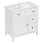 30" Bathroom Vanity with Sink Top, Solid Wood Cabinet with Door and Two Drawers, White