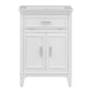 24" Bathroom Vanity with Sink, Solid Wood and MDF Cabinet with One Flip Drawer and Doors, White