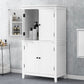 Bathroom floor storage cabinet, bathroom storage unit, 4-door independent cabinet, adjustable shelf, adaptive shelf, white