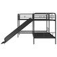 Twin Size L-Shaped Bunk Bed with Slide and Ladder  Black