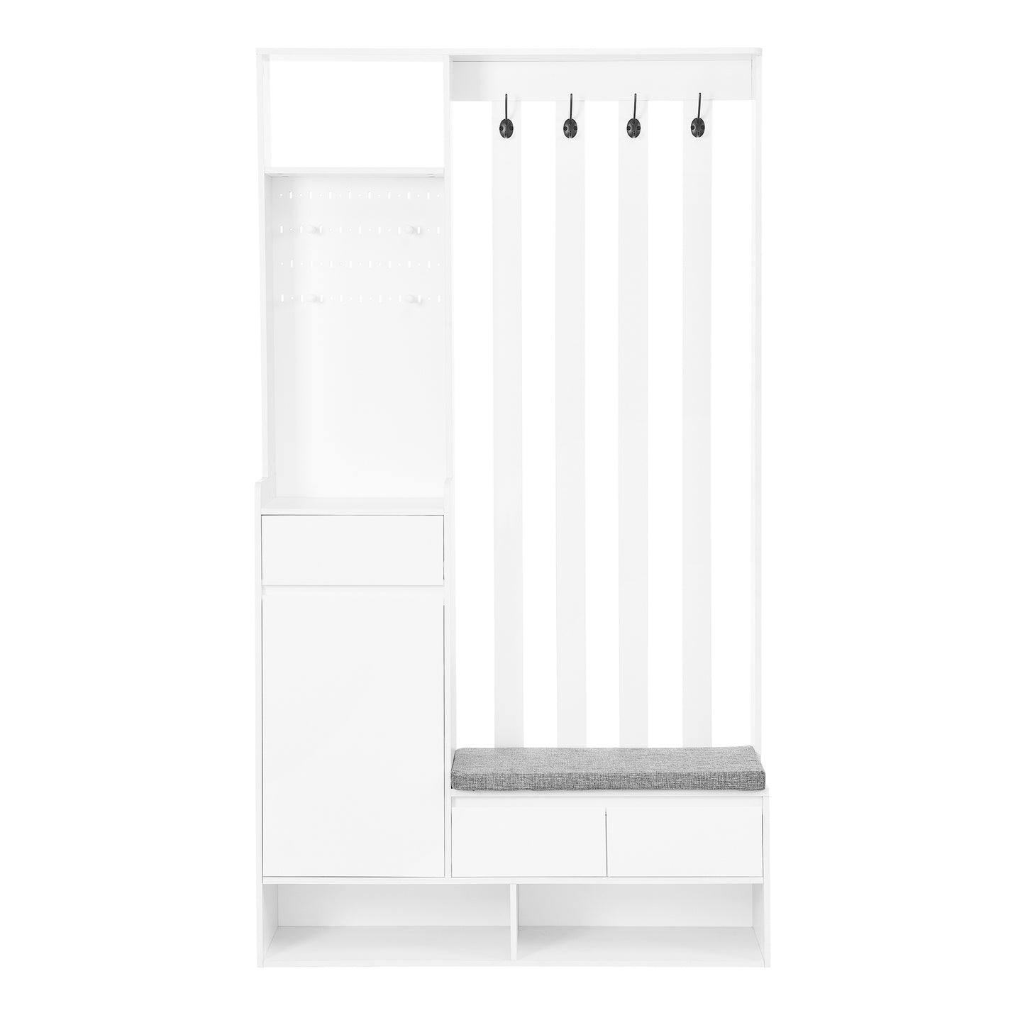 39.3"W x 70.8"H Multifunctional Corridor Shoe Cabinet with Soft Padded Nail Board and White Hanger