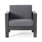 Outdoor Acacia Wood Club Chairs with Cushions, Dark Gray Finish, Perfect for Patios