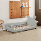 Twin Size Upholstered Daybed with Carton Ears Shaped Headboard  Grey