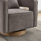 Swivel Accent Open Back Chair Modern Comfy Sofa Chair With Weathered Base (Charcoal,Linen Blend)