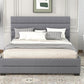 Queen Upholstered Platform Bed with Twin Size Trundle and Two Drawers Grey