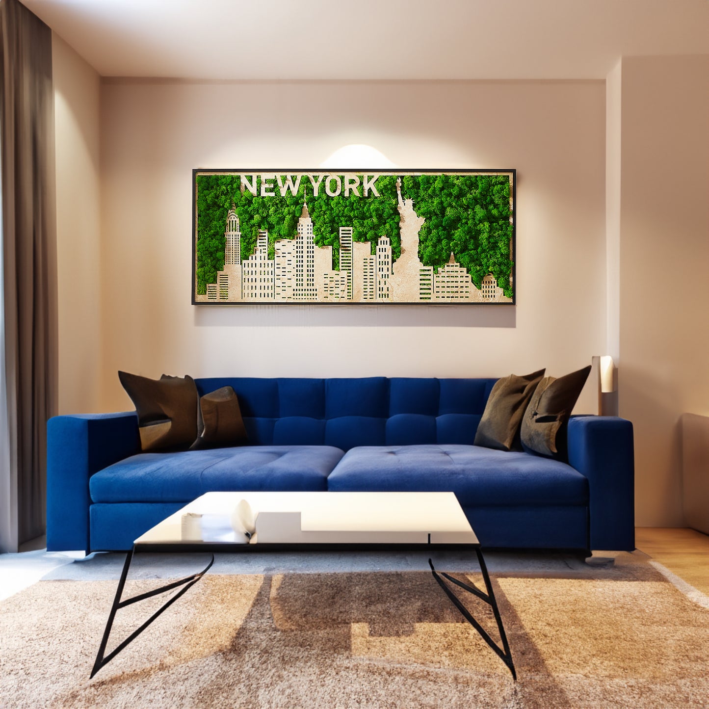 New York Moss City Silhouette Metal Wall Art Small