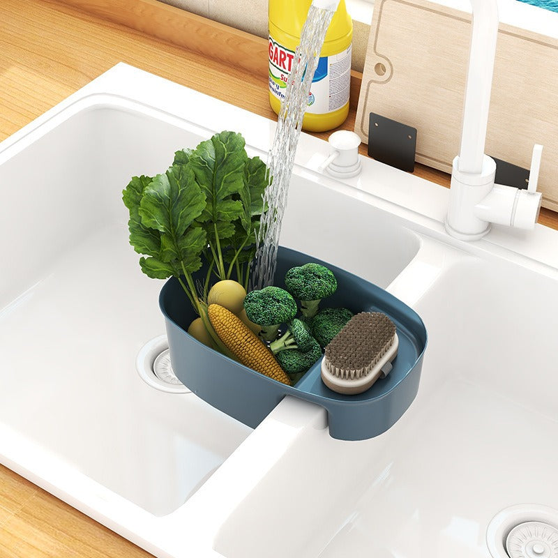 Creative kitchen saddle drain basket sink kitchen waste drain basket sink vegetable drain rack storage rack