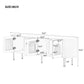 U-Can Modern TV Stand for TVs up to 80 Inches, Entertainment Center with 4 Cabinets, Wood with Metal Legs and Handles White