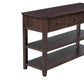 Retro Design Console Table with Two Open Shelves, Pine Solid Wood Frame and Legs for Living Room (Espresso)