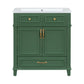 30" Uncovered Bathroom Vanity with Soft-Closed Door, Solid Wood Frame Storage Cabinet, Green Finish