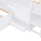 L-shaped Space-Saving Twin Loft and Twin Platform Bed with 7 Drawers and Full Guardrails(WHITE)