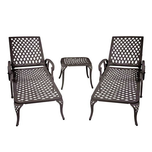 Aluminium Cast lounge chair 2pcs brown