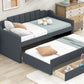 Twin Size Upholstered Daybed with Trundle and Three Drawers Grey