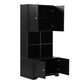 Bathroom storage cabinet, 4-door independent cabinet, adjustable shelf, open multi-layer shelf, black