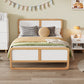 Modern Style Queen Size Solid Wood Platform Bed for Kids, Teens, Adults, No Need Box Spring, Walnut and White