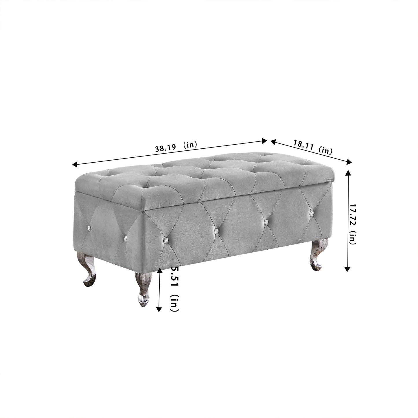 Storage Bench Flip Top Entryway Bench Seat with Safety Hinge Storage Chest with Padded Seat Gray Velvet