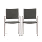 Cape Coral Outdoor Wicker Dining Chairs with Aluminum Frames, 2-Pcs Set, Grey