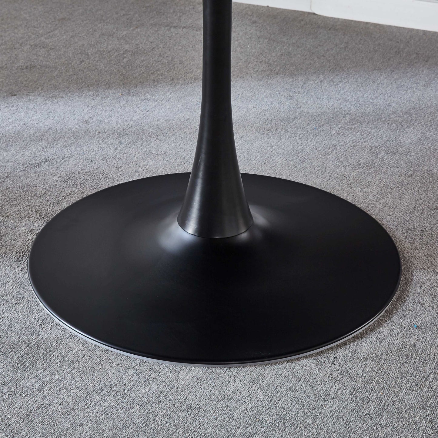 42.1" Black Tulip Table, Mid-Century Dining Table for 4-6 People with Round MDF Table Top