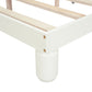 Twin Size Platform Bed with Bear Ears Shaped Headboard and LED Cream White