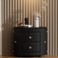 Elegant PU Nightstand with 2 Drawers and Crystal Handle,Fully Assembled Except Legs&Handles,Storage Bedside Table - Black