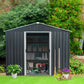 8ft x 10ft Outdoor Metal Storage Shed with Floor Base Black