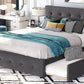 Upholstered Platform Bed with 2 Drawers and 1 Twin XL Trundle Linen Fabric Queen Size - Dark Gray