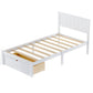 Twin Size Platform Bed with Under-bed Drawer White