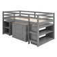 Low Study Twin Loft Bed with Cabinet and Rolling Portable Desk - Gray (OLD SKU :LP000113AAE)