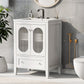 Bathroom Vanity with Sink, Bathroom Vanity Cabinet with One Drawer and Doors, Adjustable Shelf, Solid Wood and MDF, White