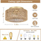 Boho Light Fixtures Ceiling Mount 3-Light Farmhouse Rattan Ceiling Light Fixture Flush Mount Ceiling Light with Hand-Woven Shade