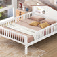 Full Size Wood Platform Bed with House-shaped Headboard, LED and Built-in Storage, White