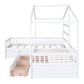 Twin Size House Platform Bed with Three Storage Drawers White