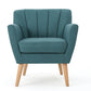 Mid-Century Modern Fabric Club Chair, Dark Teal and Natural Finish, Perfect for Living Rooms