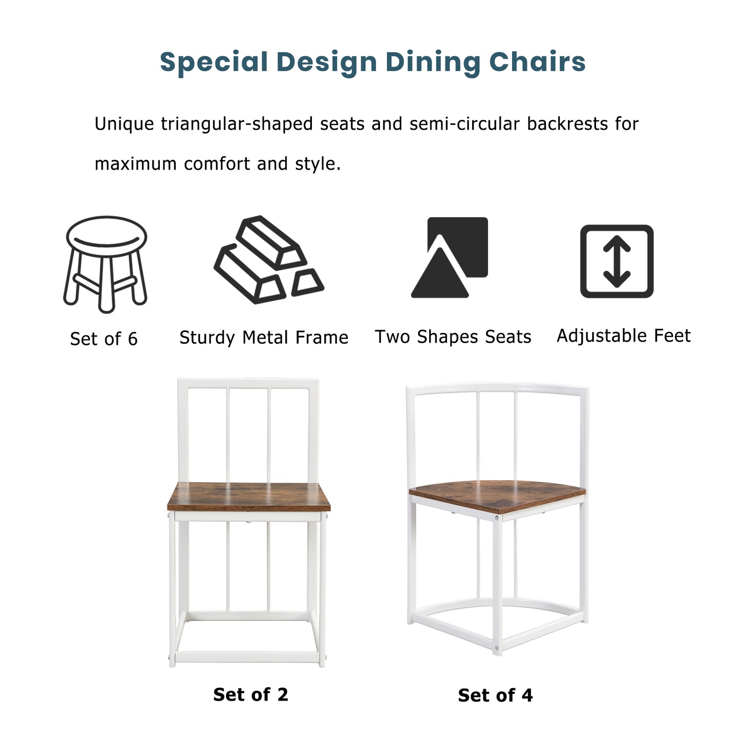 TOPMAX Modern 7-Piece Dining Table Set with Faux Marble Compact 55Inch Kitchen Table Set for 6  White+Cherry