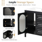 Bathroom Vanity with Sink, Bathroom Vanity Cabinet with Two Drawers and Door, Adjustable Shelf, Solid Wood and MDF, Black