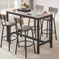 Bar Table Set with 4 Bar stools PU Soft seat with backrest Grey 47.24'' L x 23.62'' W x 35.43'' H